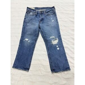 Abercrombie Fitch Womens Jeans Distressed Straight Leg Blue Size 31x32